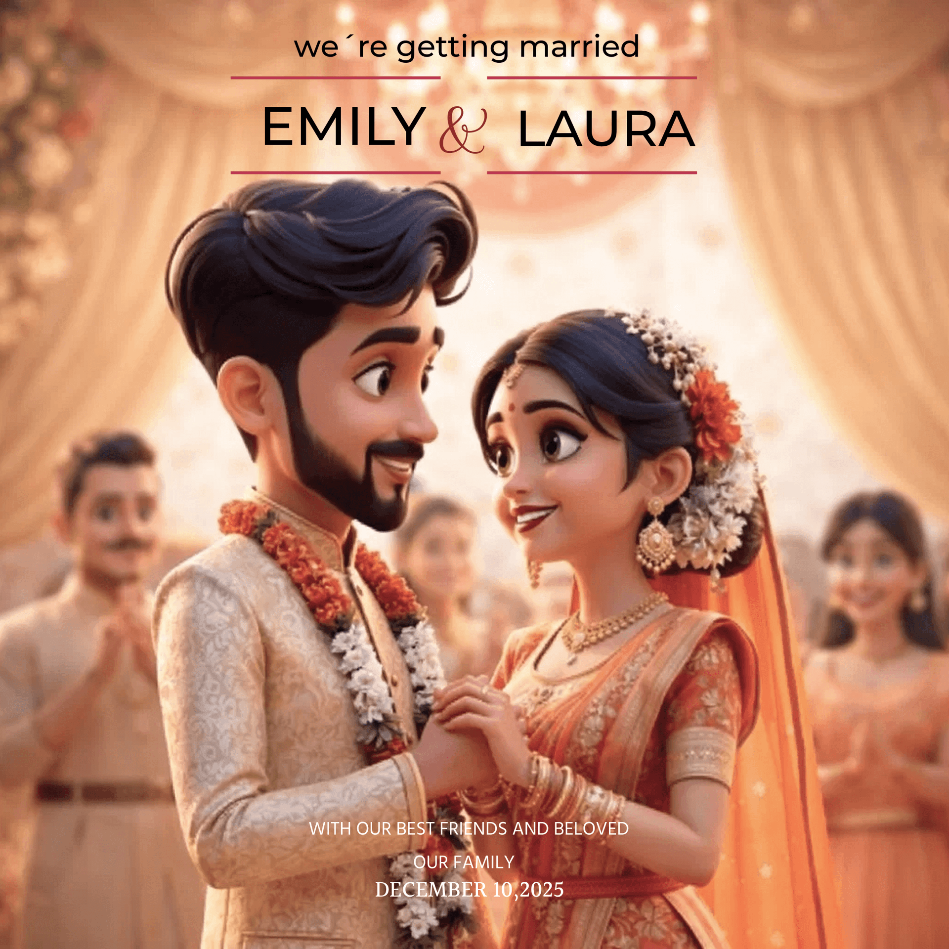 Create wedding invitation cards online with AI