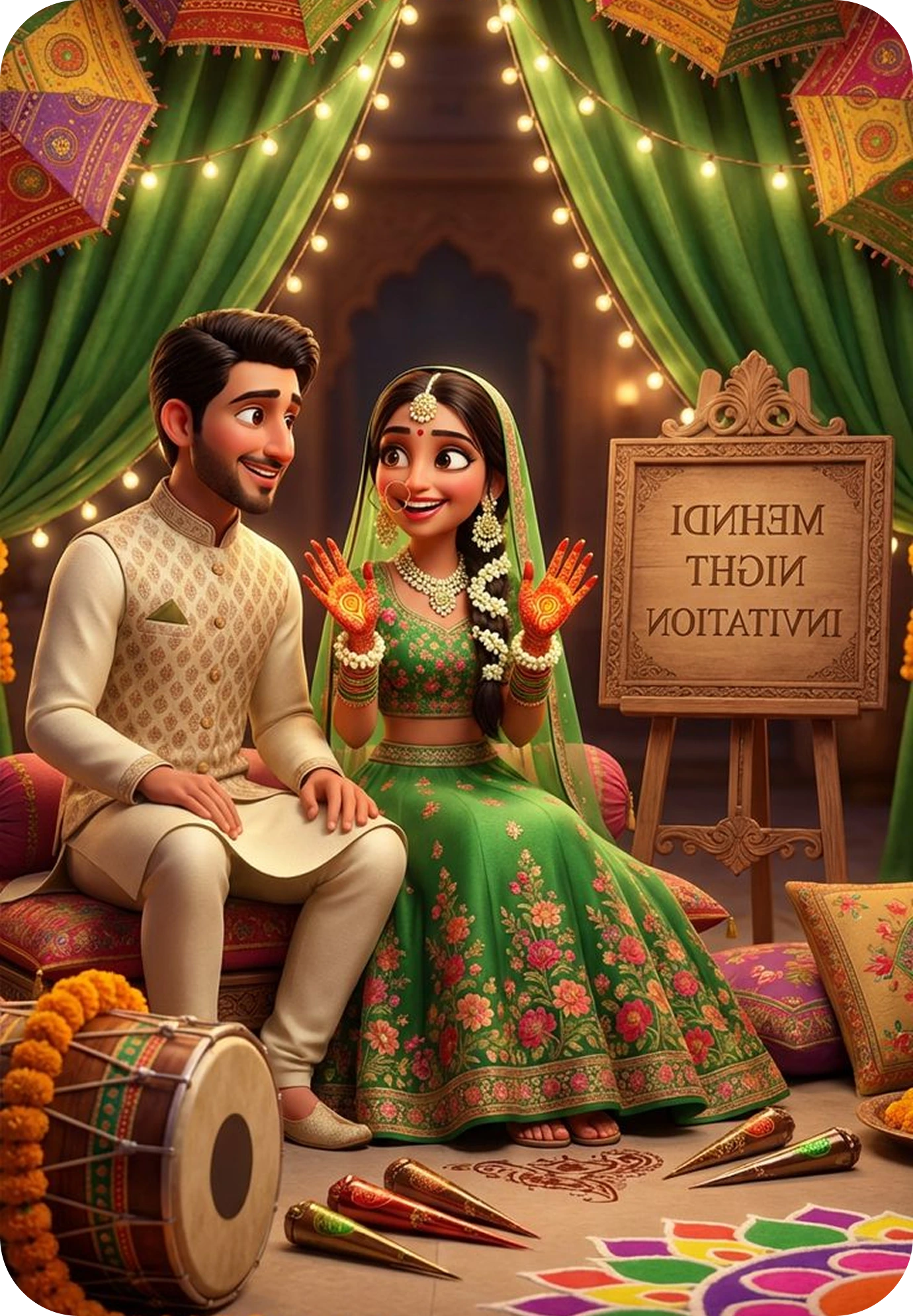 Mehndi ceremony invitation card design