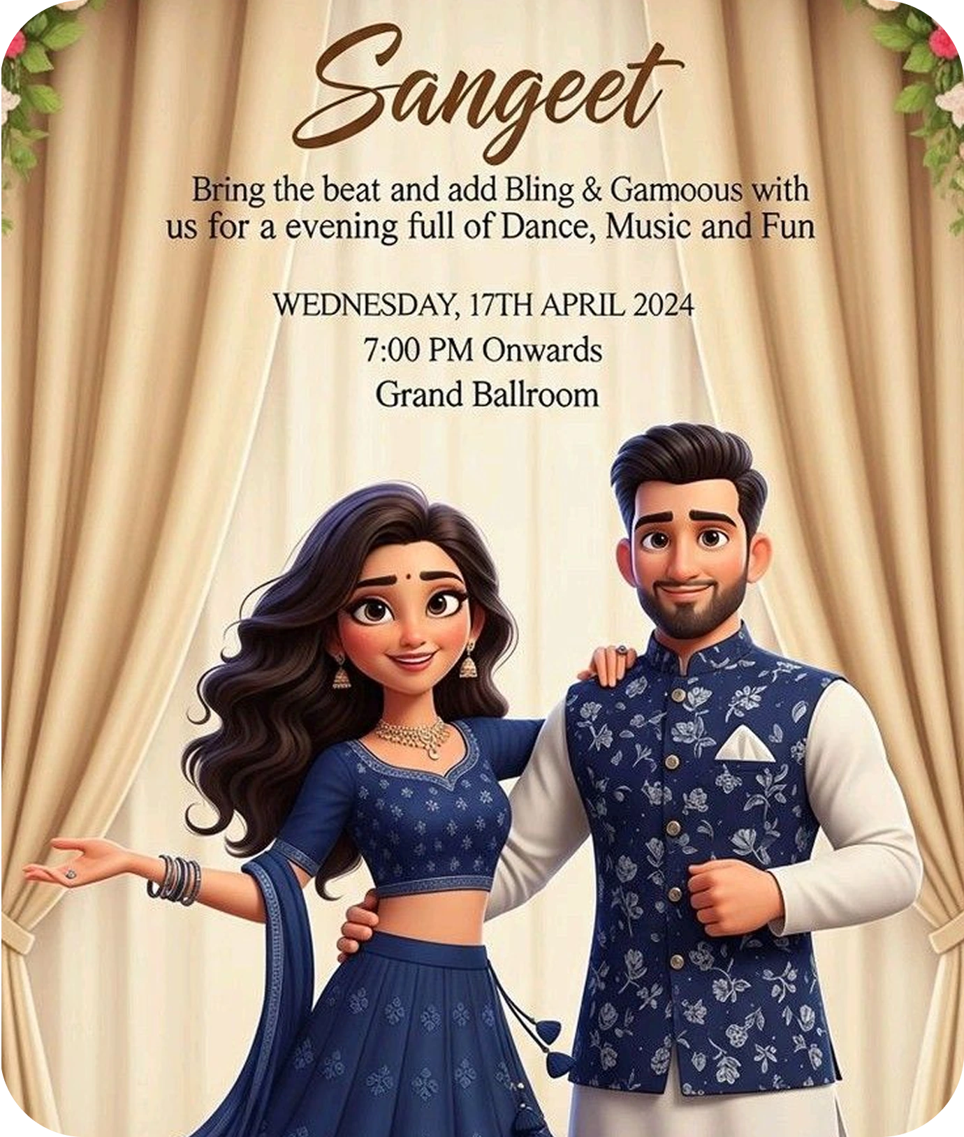 Sangeet night celebration invitation design